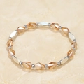 Faceted amber crystal beaded bracelet with silver hexagonal metallic accents - Amber Style (BC431-11)