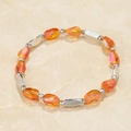 Handmade beaded bracelet with orange faceted crystal beads and silver metal spacers - Orange Yellow Style (BC431-13)