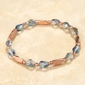 Beaded bracelet with blue-grey faceted crystal beads and rose gold accents - Blue Gray Style (BC431-16)