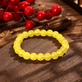 Single-strand yellow synthetic amber beaded bracelet with smooth translucent finish - Amber Style (GBC025-6)