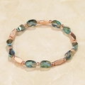 Aurora green faceted crystal bead bracelet with rose gold geometric metal accents - Aurora Green Style (BC431-17)