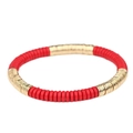 Bohemian-Armband mit roten Acrylscheiben und goldenen Ringen am elastischen Band - Rot Gold (BC403-2)