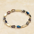 Boho beaded bracelet with golden metal spacers and purple blue faceted crystal beads - Purple Gold Style (BC431-18)
