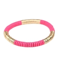 Böhmisches Armband mit rosaroten Tonperlen und goldenen Metallscheiben - Rosarot Gold (BC403-3)