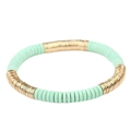 Pulsera bohemia con cuentas de acrílico verde menta y espaciadores de metal dorado - Verde Menta Dorado (BC403-5)