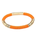 Pulsera bohemia con discos de arcilla naranja y espaciadores metálicos dorados para mujer - Naranja Dorado (BC403-12)