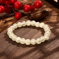 Single-loop beaded bracelet featuring pale yellow translucent crackle glass beads - Pale Yellow Crackle Style (GBC025-18)