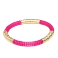 Pulsera bohemia de acrílico con discos rosa oscuro y detalles en metal dorado - Magenta Dorado (BC403-14)