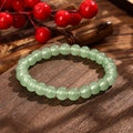 Elegant light green cat-eye beaded bracelet with a minimalist round crystal design - Light Green Cat Eye Style (GBC025-19)