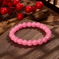 Pink ice crackle crystal bead bracelet with smooth round translucent stones - Pink Crackle Style (GBC025-20)