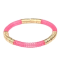 Pulsera elástica bohemia con vibrantes discos de resina en color rosa y dorado - Fucsia Dorado (BC403-17)