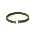 Detail view of military green mesh stainless steel bracelet with matte square ends - Army Green
