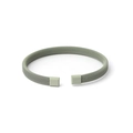 Detail of grey-green mesh flexible stainless steel open bracelet with square ends - Grey Green