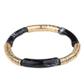 Armband mit goldenen Perlen und schwarzen Marmor-Acryl-Bogenröhren im modernen Design - Schwarz+Weiß