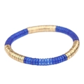 Pulsera bohemia con cuentas de discos azul oscuro y detalles en metal dorado - Azul Oscuro Dorado (BC403-19)