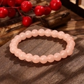 Minimalist single-loop pink crystal beaded bracelet with smooth translucent beads - Light Rose Crystal Style (GBC025-22)