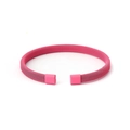 Minimalist flexible rose pink mesh wire open cuff bracelet in stainless steel - Fuchsia