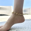 Golden punk chain anklet for women featuring spike studs and a polished metallic finish - Conical Stud Style (AK05-1)