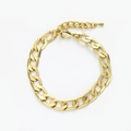 Polished gold Cuban link anklet with lobster clasp and adjustable drop pendant - Classic Cuban Link Style (AK05-6)