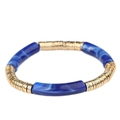 Bracelet tube en résine marbrée bleue avec entretoises dorées plates pour femme - Bleu Royal