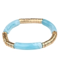 Bracelet à perles avec tubes courbés en acrylique marbré bleu ciel et spacers dorés - Marbre Bleu Ciel Clair