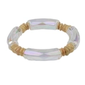 Holografisches Röhrenarmband mit strukturierten Goldperlen im modernen Stretch-Design - Irisierendes Transparent (BC406-3)