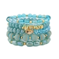 Mehrlagiges Boho-Armbandset mit himmelblauen Perlen und goldenen Akzenten - Himmelblauer Stil (BCSET339-9)