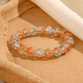Pulsera de cuentas de cristal floral 8mm con vidrio craquelado degradado naranja y azul - Naranja Y Azul Claro Alternos (GBC021-3)