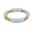 Boho armband met lichtgroene iriserende buisjes en gouden metalen tussenstukjes - Iriserend Lichtgroen (BC406-6)