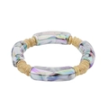 Kleurrijke marmeren kralenarmband met gouden getextureerde afstandhouders voor dames - Iriserend Marmer Paars Groen (BC406-8)