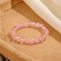 Bracciale di perle di vetro floreali rosa da 8mm con trama a crepe di ghiaccio lucido - Rosa Fragola Crackle (GBC021-9)