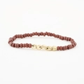 Détails de perles marron foncé avec cinq accents métalliques dorés irréguliers sur le bracelet - Brun Foncé (BC493-14)