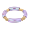 Kralenarmband met kleurrijke paarsroze iriserende buisjes en gouden textuurkralen chic - Iriserend Paars Roze (BC406-12)