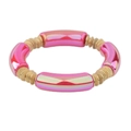 Chique iriserende roze buisarmband met gouden schijfkraaltjes voor een moderne look - Iriserende Roze Goud Toon (BC406-16)
