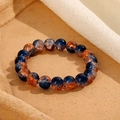 Bracciale di perle di vetro da 8mm blu scuro e arancione glitter con trama incrinata - Blu Scuro E Arancione Glitter (GBC021-14)