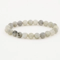 Close-up of 8mm natural grey labradorite stone beads showing unique mineral textures - Light Gray Labradorite Texture Style (BC494-10)
