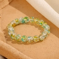Bracciale in perline di vetro 8mm sfumato verde e giallo con finitura craquelé lucida - Verde E Scaglie Giallo Oro (GBC021-16)
