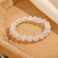 Bracciale di perle di vetro floreali da 8mm con finitura in cristallo trasparente - Crepatura Ghiaccio Trasparente (GBC021-17)