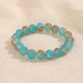 Bracelet en perles bleues translucides 10mm avec inclusions et texture élégante - Bleu Lac (GBC018-14)