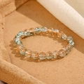Bracciale di perle in vetro da 8mm bicolore sfumato in azzurro e oro arancio - Blu Chiaro E Oro Arancio Alternati (GBC021-21)