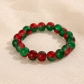 Bracelet de perles 10mm à dégradé givré translucide en rouge et vert éclatant - Bicolore Rouge Vert (GBC018-18)
