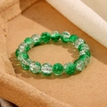 Bracciale di perline in vetro crackle da 8 mm verde e bianco con finitura lucida - Crackle Verde E Bianco (GBC021-24)