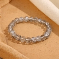 Bracciale di perline in vetro floreale da 8 mm con cristalli bianchi e design crackle - Stile Cristallo Crackle Trasparente (GBC021-25)