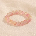 Bracelet de perles 10mm dégradé rose et jaune translucide avec texture polie lisse - Rose Jaune Texturé (GBC018-21)