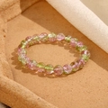 Bracciale di perline in vetro 8mm rosa e verde chiaro con elegante effetto craquelé - Rosa E Verde Chiaro Alternati (GBC021-26)