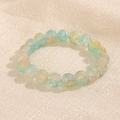Bracelet en perles de 10mm à texture glacée avec dégradé bleu clair et jaune - Bleu Jaune Craquelé (GBC018-22)