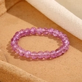 Bracciale di perle di vetro viola craquelé 8mm con elastico e design a fiori sfumati - Effetto Cristallo Crackle Viola (GBC021-29)