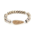 Detail of beaded bracelet featuring faceted champagne beads and a druzy teardrop charm - Teardrop Pendant Style / Champagne Gold (BC512-3)