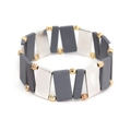 Detailed close-up of Miyuki grey and silver beads with gold spacers on a beaded bracelet - Gray and Silver Color Blocking Style (BC496-6)