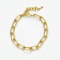 Minimalist gold paperclip chain anklet with lobster clasp and adjustable link - Modern Paperclip Chain Style (AK05-5)